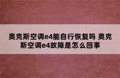 奥克斯空调e4能自行恢复吗 奥克斯空调e4故障是怎么回事